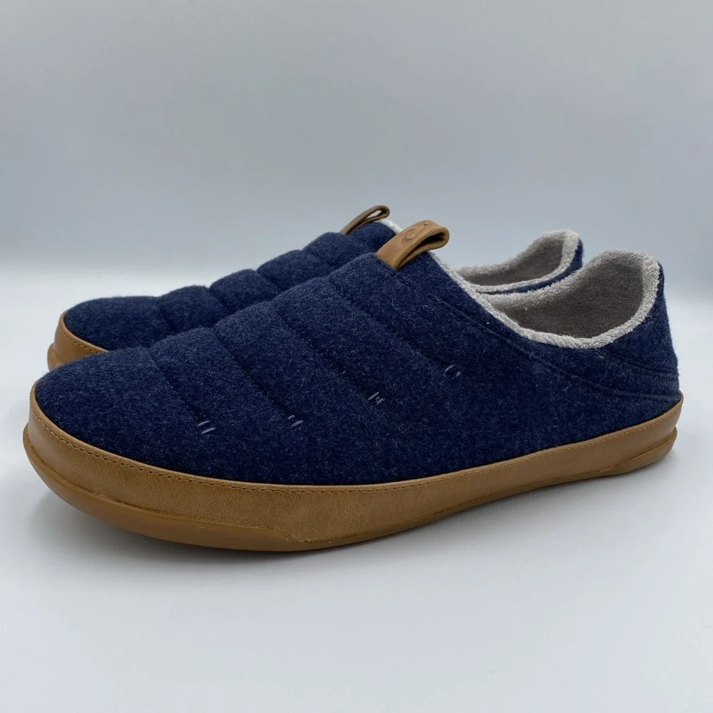 OluKai Mahana Men's Size 9 Blue Heather Jersey Slip-On Slippers 10451-DEDE